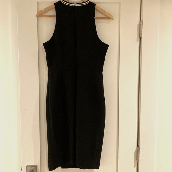 Banana Republic Black Dress Size 4 Petite White Stripe Neck Detail - Picture 1 of 16